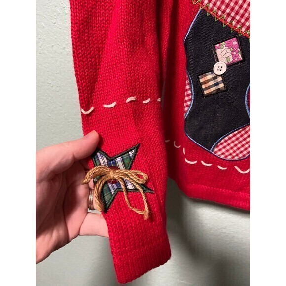 Vintage Basic Editions Women's‎ Red Snowman Santa Claus Zip Up Sweater Small - Picture 3 of 11